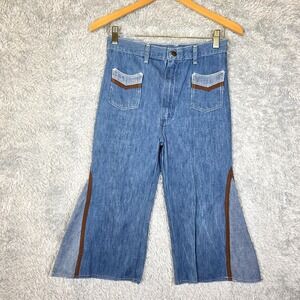Vtg 70s MAVERICK Blue Bell Denim Gauchos  High Waist Cropped Bell Bottoms 13/14